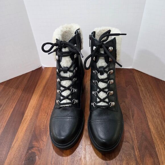 Marc Fisher Lakynn Lace Up Lug Sole Heeled Combat Booties Size 7.5 - Picture 5 of 11